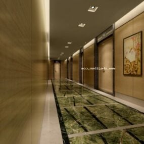 Scena wnętrza korytarza windy z marmurową podłogą Model 3D
