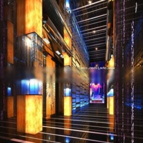 3d модель інтер'єру коридору клубного ліфта