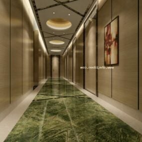 3д модель интерьера коридора лифта бежевого цвета
