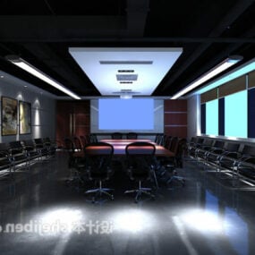 Εσωτερική σκηνή αίθουσας συνεδριάσεων με τρισδιάστατο μοντέλο σποτ φωτισμού