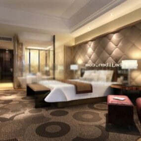 Hotel Room Bedroom Beige Tone 3d model