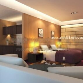 Hotel Suite Room With Lighting Decoration 3d model