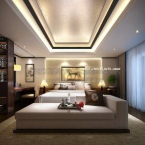 Hotel Room Interior Scene With Daybed 3d model
