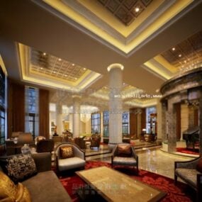3D модель интерьера зала ожидания отеля
