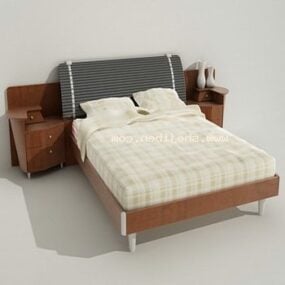 Modelo 3d de manta roxa com plataforma de cama de casal