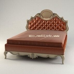 Ευρωπαϊκό Διπλό Κρεβάτι Καφέ Χρώμα 3d μοντέλο