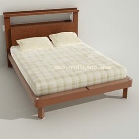 Mô hình 3d nội thất gỗ giường đôi Trung Quốc