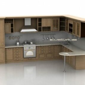 कॉर्नर एल आकार का किचन कैबिनेट फर्नीचर 3डी मॉडल