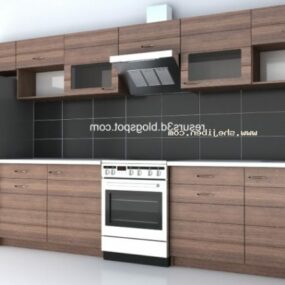 Kitchen Wood Cabinet Furniture With Appliance 3d model