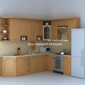 Nội thất nhà bếp tủ gỗ mẫu 3d