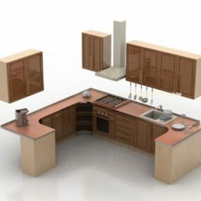 Kitchen Cabinet Wooden Furniture 3d model
