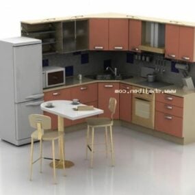 L Shaped Cabinet Kitchen Furniture 3d model