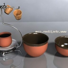 Kitchen Bowl With Food Set 3d model