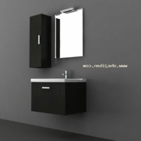 Zwarte wastafel met spiegel 3D-model