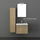 Wood Wash Basin With Rectangle Mirror