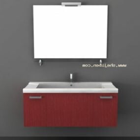 Lavatório minimalista com espelho Modelo 3d