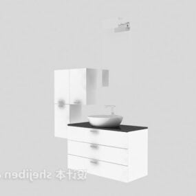 White Wash Basin Cabinet V1 3d model