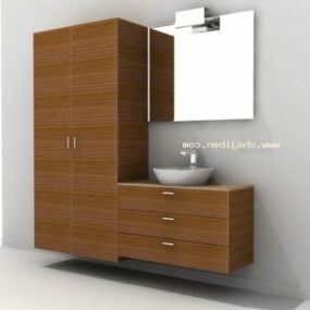 Wash Basin With Wood Cabinet 3d model