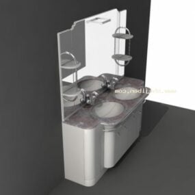 Twin Wash Basin With Mirror 3d model