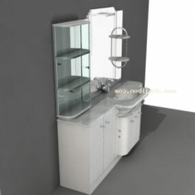 Umywalka, malowane na biało, szklane półki Model 3D