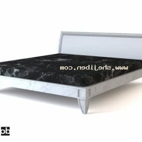 Double Bed White Painted 3d model