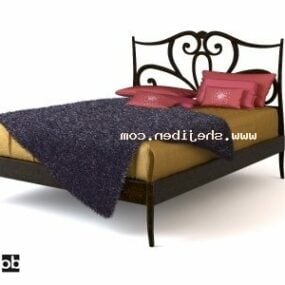 빈티지 더블 침대 철 프레임 3d 모델