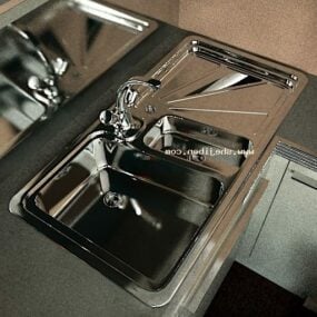 Kitchen Sink Stainless Steel 3d model