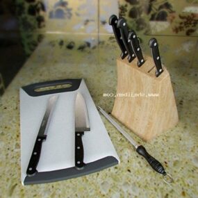 Couteau de cuisine avec support modèle 3D