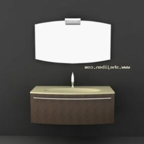 Simple Wash Basin With Mirror 3d model