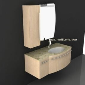Дерев'яний кольоровий стіл для ручного миття 3d модель