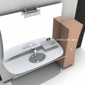 Hand Washing Table With Large Mirror 3d model