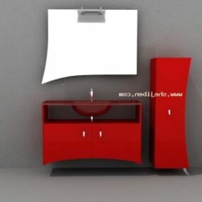Modello 3d sanitario per lavabo rosso