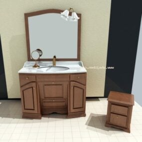 Hand Washing Table Wooden Frame 3d model