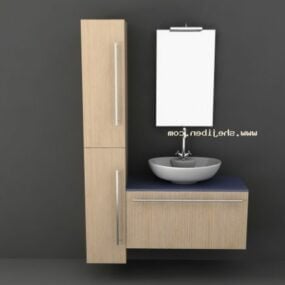 Mesa de lavabo Mueble con base de madera Modelo 3d