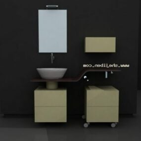 Modelo 3d de gabinete amarelo para lavatório