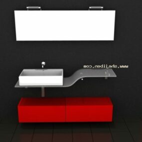 테이블 분지 빨간색 캐비닛 3d 모델