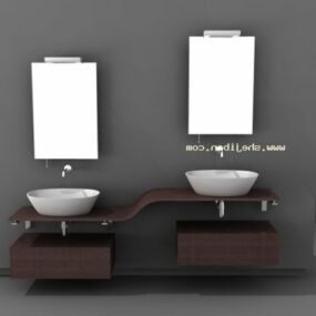Set di due lavabi da tavolo marroni modello 3d