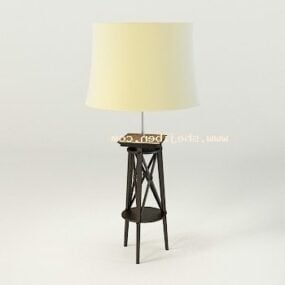 Lampe de table avec base en bois modèle 3D