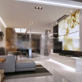 Modern Minimalist Living Room Interior Scene 3d model