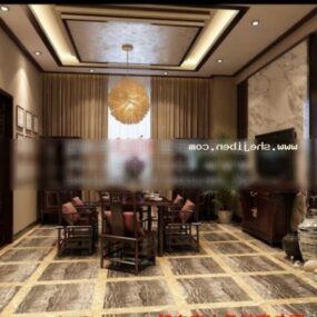 중국 가정 식사 공간 인테리어 장면 3d 모델