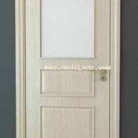 Door White Painted With Window 3d model