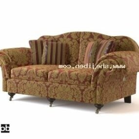 Vintage dobbel sofa Brun farge 3d-modell
