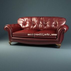 Elegant Classic Leather Sofa 3d model