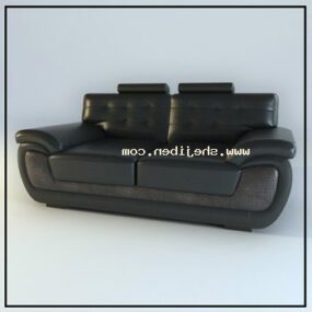 Soffa Svart Lädermaterial 3d-modell