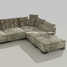 Grey Velvet Sofa Corner 3d model