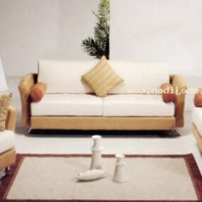 优雅的沙发套装与方形地毯3d模型