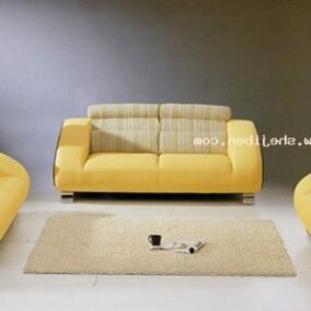 Conjunto de tapete de sofá amarelo modelo 3d