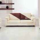 Beige Leather Sofa With Shelves