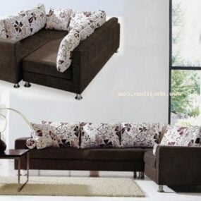 Set Sofa Pedesaan Dengan Bantal model 3d
