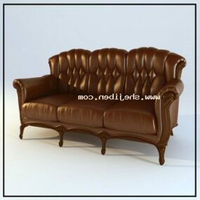 European Elegant Classic Leather Sofa 3d model